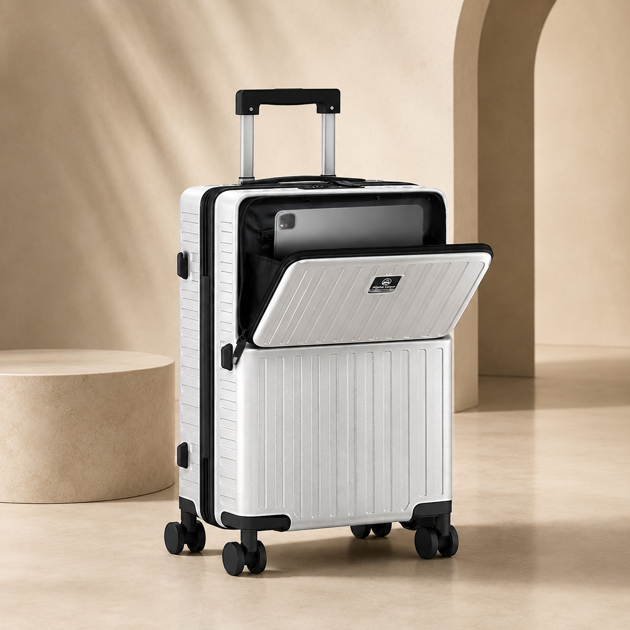 Light grey 20 inch RAVONA polycarbonate luggage