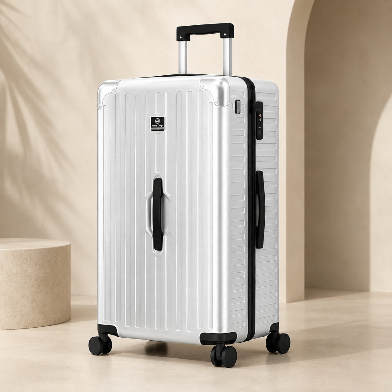Light grey 28 inch RAVONA polycarbonate luggage