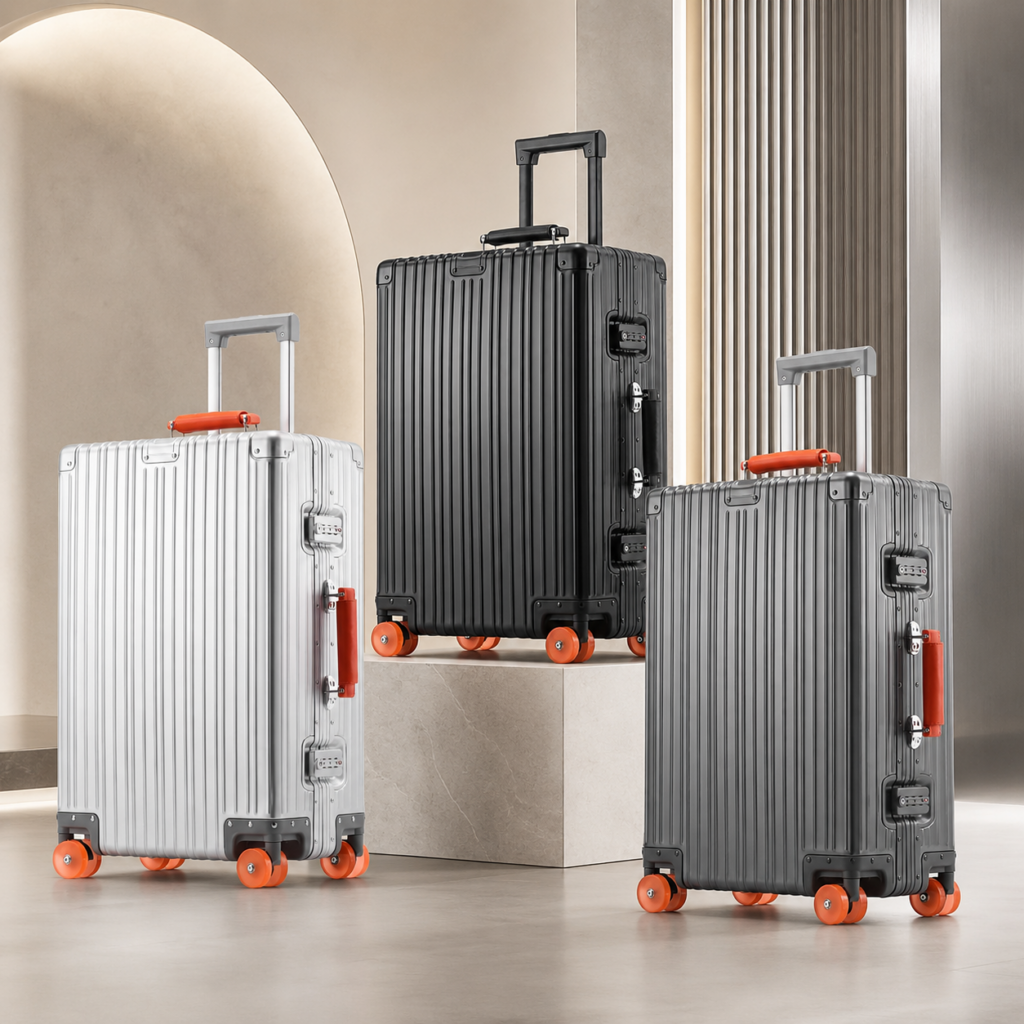 RAVONA 20 Inch All Aluminum Zipperless Carry-On Suitcase