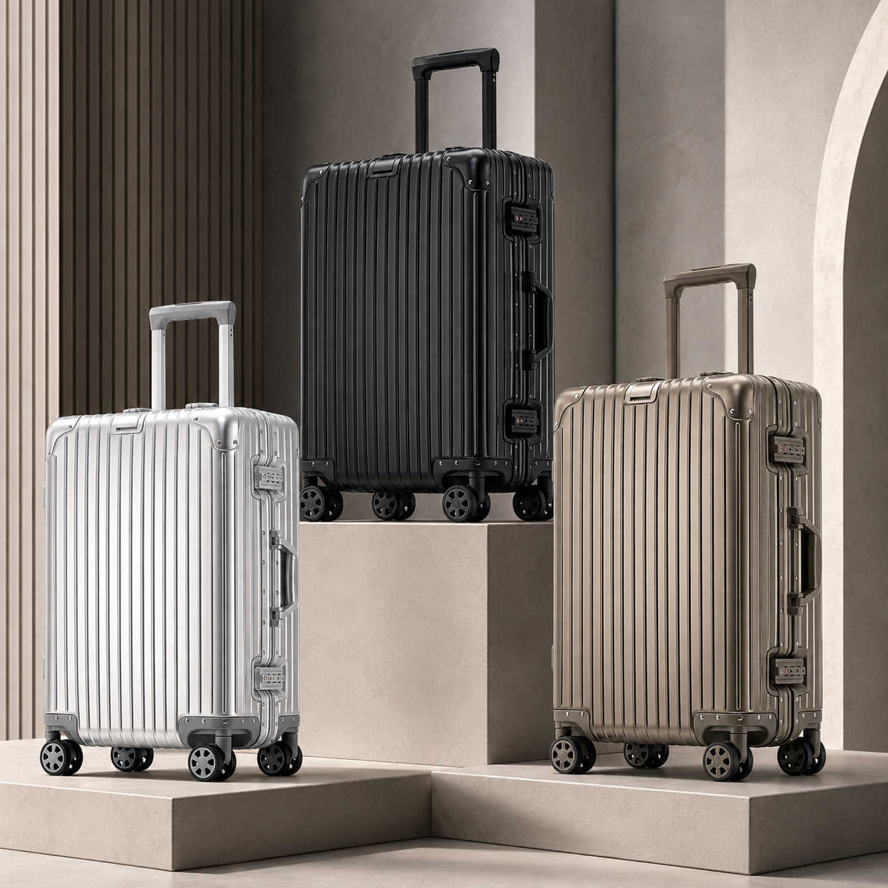 RAVONA 20 Inch All Aluminum Carry-On Suitcase